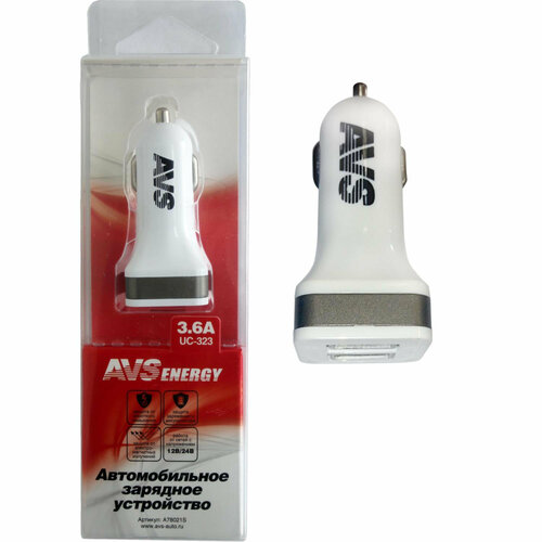 Разветвитель прикуривателя USB AVS 2 порта UC-323 (3,6А) разветвитель прикуривателя мashinoмesto wf 0096