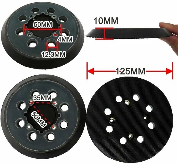 Изображение Подошва для 125мм, опорная тарелка для Dewalt, 8 отверстий, 4 винта