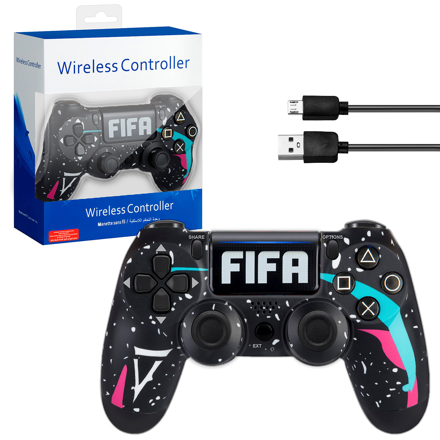 Беспроводной джойстик (геймпад) для PS4 FIFA Желто-черный / DualShock-Bluetooth №3