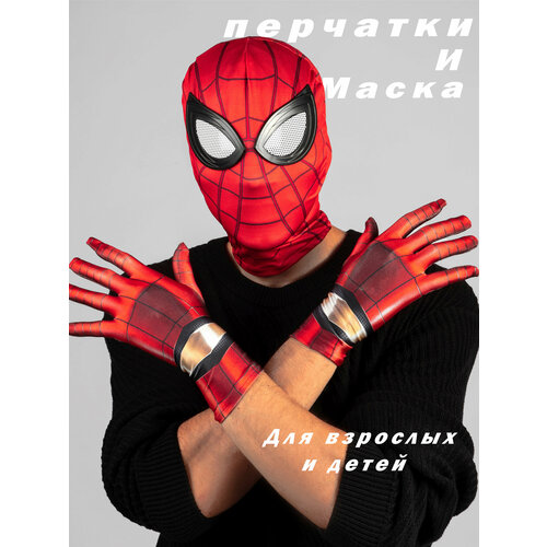 фото Маска человека паука для детей и взрослых красная movietoys