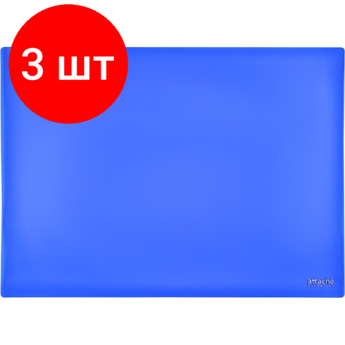 Комплект 3 штук, Коврик на стол Attache Selection 47.5x66см, прозрачный синий, 2808-501