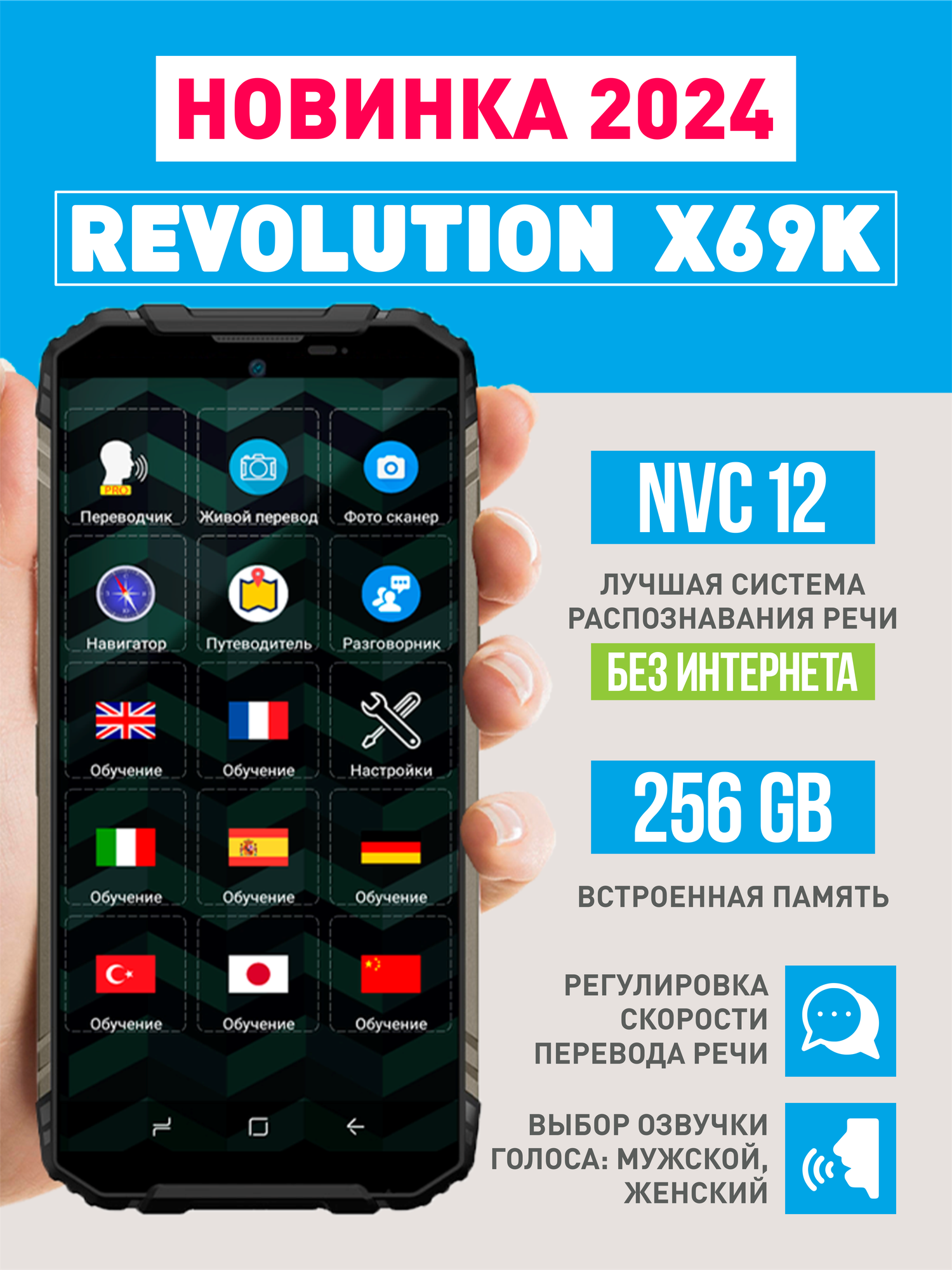 Карманный голосовой переводчик - Revolution X69K (2024)