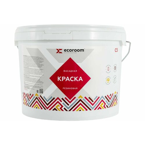 ECOROOM Краска резиновая фасадная , RAL 7024 графитовый серый, 14 кг Е-Кр -119/7024 фасадная резиновая краска ecoroom ral 7021 черно серый 1 3 кг е кр 3583 7021