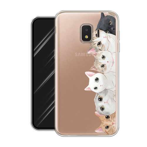 Силиконовый чехол на Samsung Galaxy J2 Core (2020) / Самсунг Галакси J2 Core (2020) Котики, прозрачный