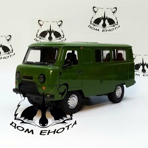 Машинка UAZ 452 металлическая модель УАЗ Буханка 2206 зеленый 1:24 18см