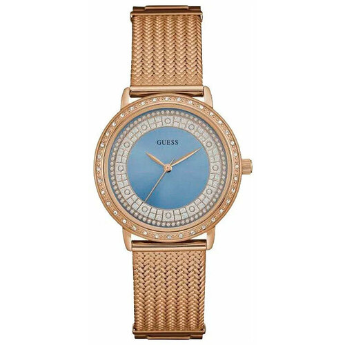 фото Наручные часы guess, голубой, золотой