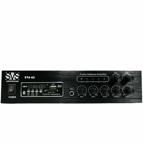 Радиоузел SVS Audiotechnik STA-60 100 В (4, 8, 16 Ом), усилитель мощности 60 Вт, MP3 плеер черный