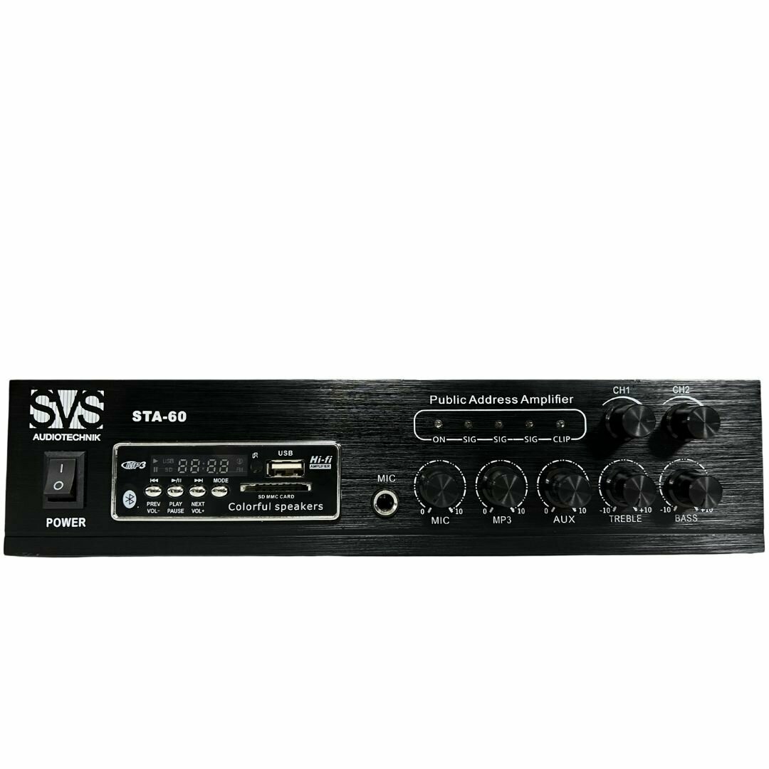 Радиоузел SVS Audiotechnik STA-60 100 В (4, 8, 16 Ом), усилитель мощности 60 Вт, MP3 плеер