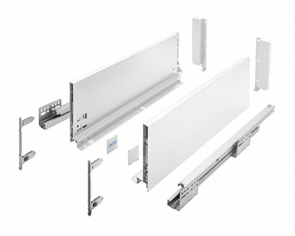 Направляющая система выдвижения ящиков GTV Axis Pro, L-400 мм, H-168 мм, белый