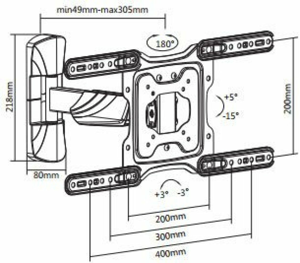 Кронштейн для телевизора Ultramounts черный 23"-55" макс.35кг настенный поворот и наклон - фото №15