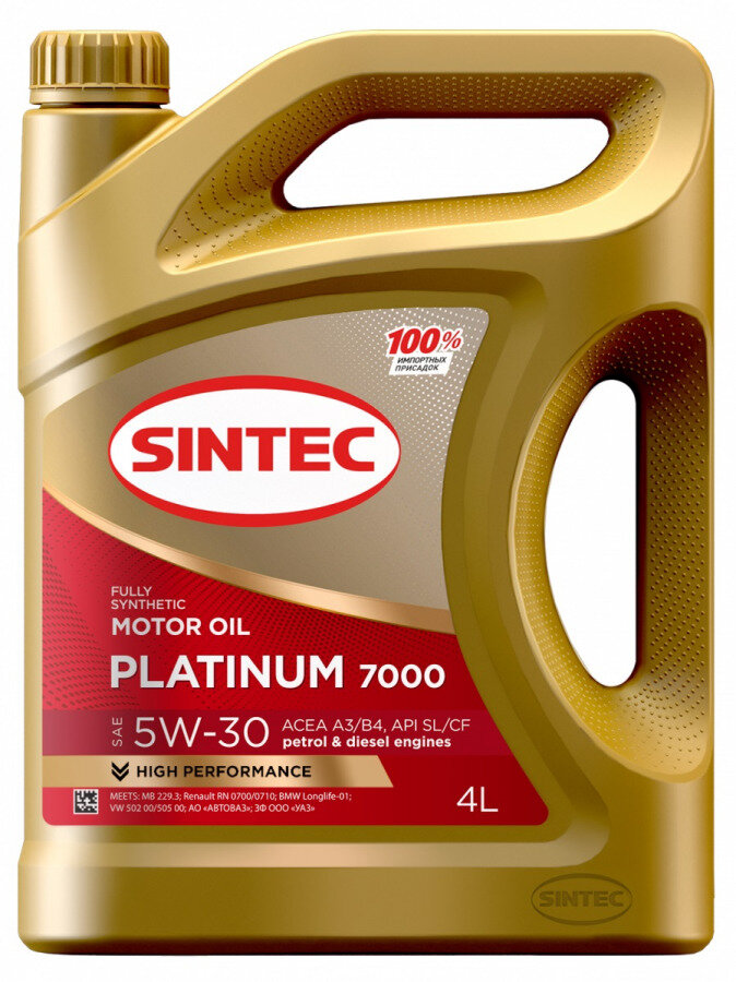 Моторное масло SINTEC PLATINUM 7000 5W-30 A3/B4, 4L
