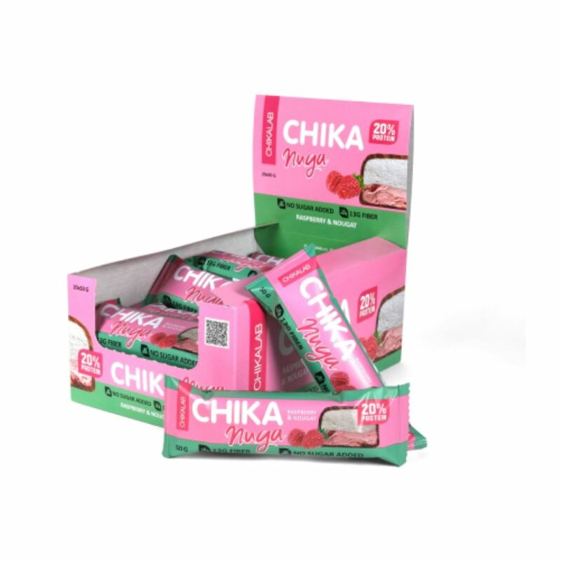 Протеиновые батончики Bombbar Chika Nuga 50 г 20 шт - малина