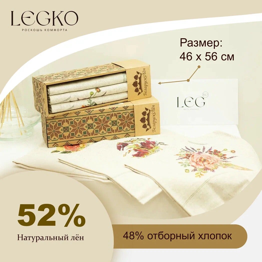 фото Набор кухонных льняных полотенец в подарочной коробке Мелодия цветов-3