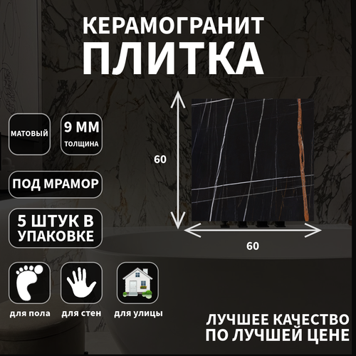 Керамогранитная плитка Kerranova K-1004, коллекция: Marble Trend, эффект мрамор, поверхность: матовый 60x60x9 керамогранит kerranova керамогранит marble trend k 1000 mr 600x600x10