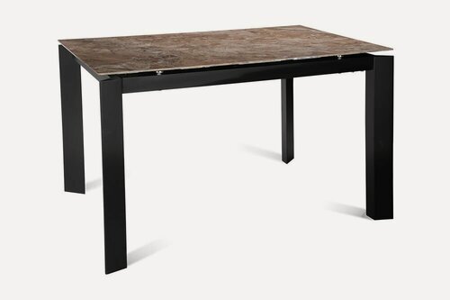 Изображение товара Стол обеденный керамический раздвижной SKY 120 AMBER CER BK на металлокаркасе, столешница керамика, 120(170)х80 см (янтарь глянец/черные ножки)