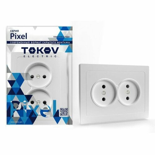 Розетка двухместная TOKOV ELECTRIC Pixel 16А IP20 без зк в сборе Белый TKE-PX-R2F-C01 510₽