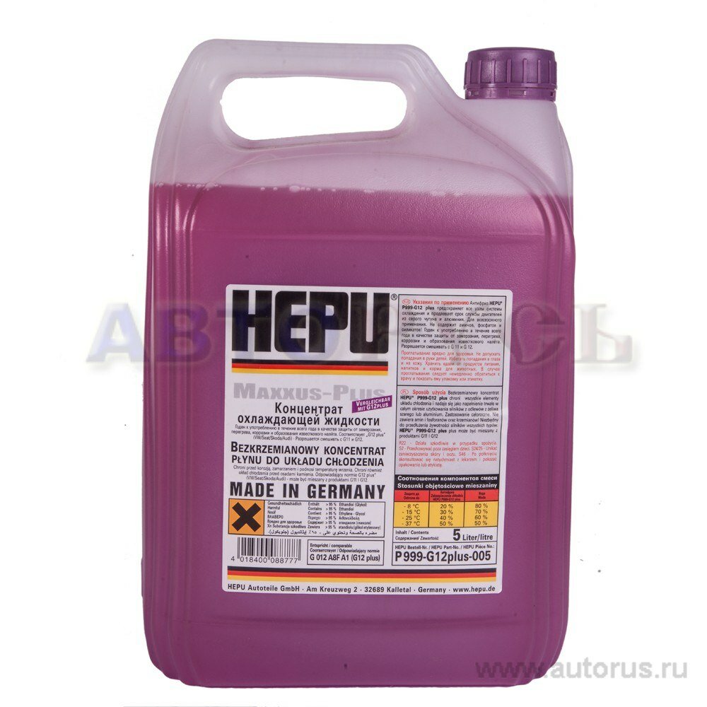 фото Антифриз hepu maxus-plus g12 концентрат красный 5 л p999-g12-005