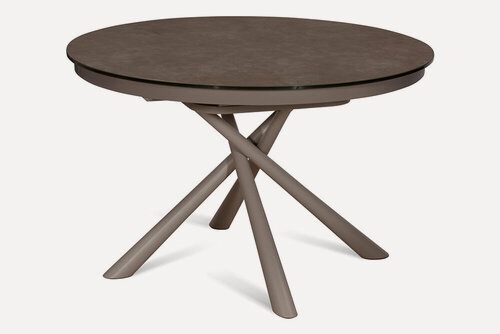 Изображение товара Стол обеденный керамический круглый раздвижной RONDO 120 LATTE CER LT на металлокаркасе, столешница керамика, цвет темно-бежевый, бежевый каркас, 120(160)х120 см