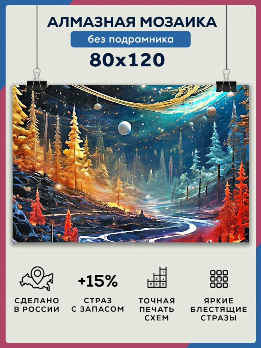 Алмазная мозаика 80x120 Сказочный лес без подрамника