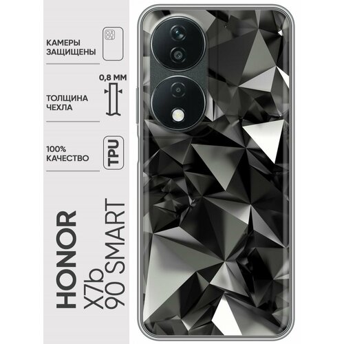 Дизайнерский силиконовый чехол для Honor X7b / Honor 90 Smart Черные кристаллы силиконовый чехол на honor x7b хонор x7b enjoy every moment мрамор