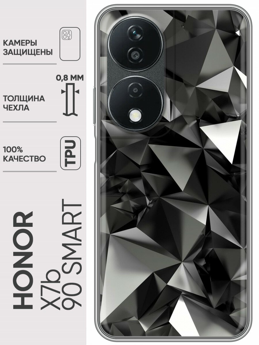 Дизайнерский силиконовый чехол для Honor X7b / Honor 90 Smart Черные кристаллы