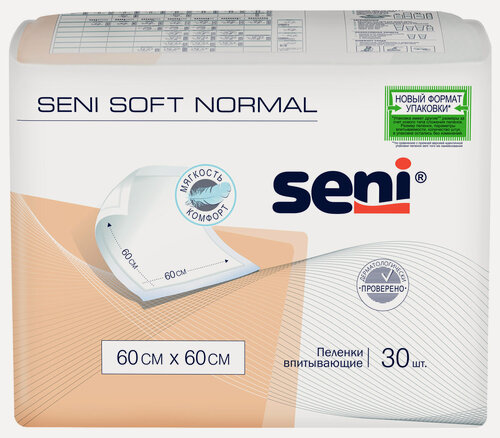 Изображение товара Пеленки впитывающие одноразовые Seni Soft Normal 60 x 60 см, 30 шт.