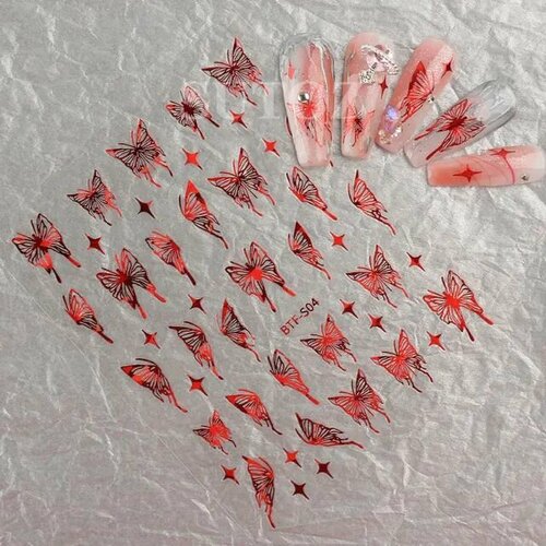 Наклейки/слайды/фольгированные водные наклейки для дизайна ногтей BTF-S04
