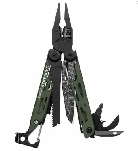 Leatherman SIGNAL BLACK GREEN TOPO Мультитул с чехлом