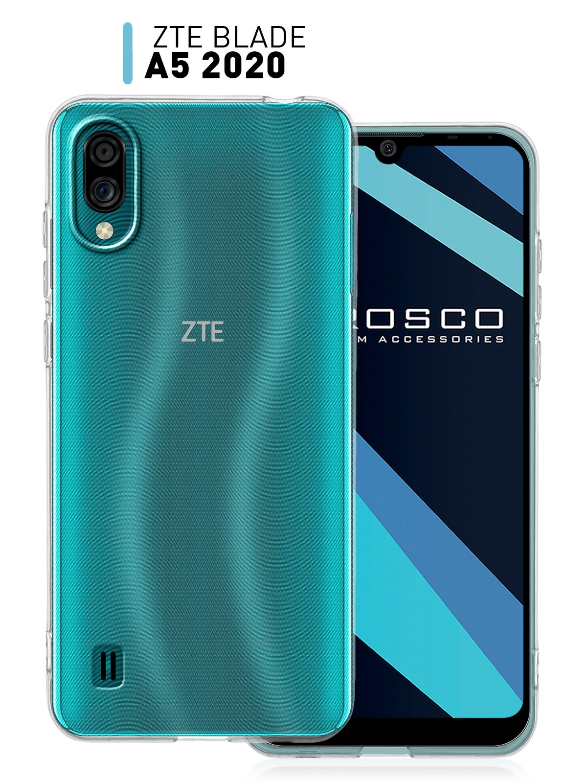 Силиконовый чехол для ZTE Blade A5 (2020) , ZTE Blade A51 Lite (ЗТЕ Блейд А5, А51 Лайт) тонкий, защита блока камер, ROSCO прозрачный