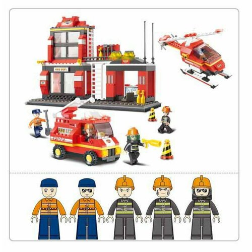 конструктор banbao пожарные 8299 big fire truck 150 дет Мини-конструктор M38-B0225 Пожарные. Спасательная бригада (371 дет, 5 фиг) в/к