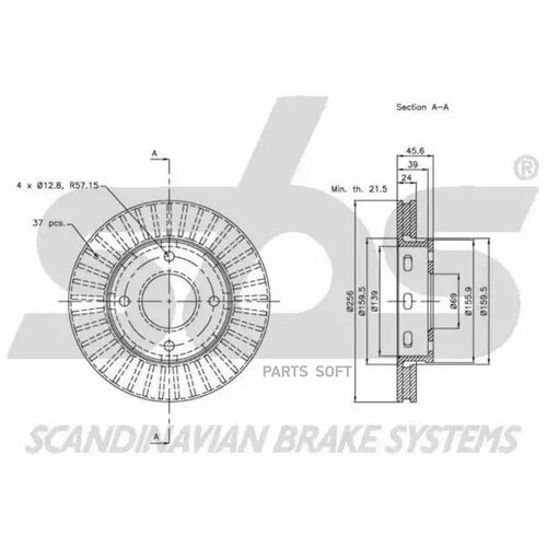 SBS 1815203035 203035V_диск тормозной передний!\ Mitsubishi Colt 1.1-1.5D 04>