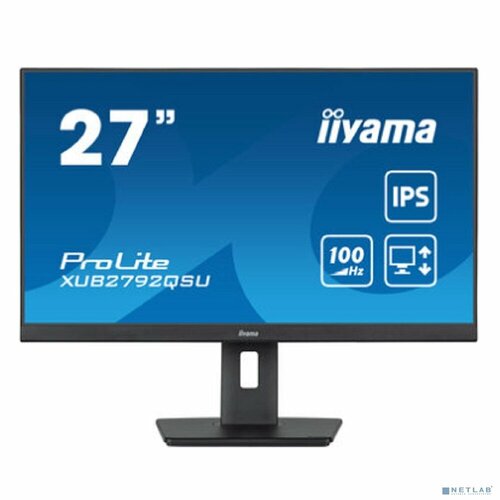 IIYAMA Монитор LCD IIYAMA 27 XUB2792QSU-B6 IPS 2560x1440 100hz 0.4ms HDMI DisplayPort USB M/M HAS Pivot чёрный