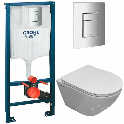 Инсталляция Grohe Solido 38811000 + унитаз Bloomix Trend 1203 безободковый с сиденьем комплект унитаза grohe solido lecico p с сиденьем микролифт 39192000