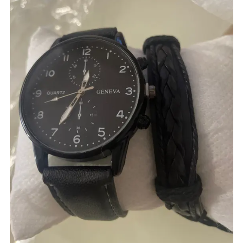 Наручные часы СН173, черный часы мужские с браслетом брендовые спортивные модные светящиеся в винтажном стиле с плетеным кожаным браслетом подарок для мальчиков
