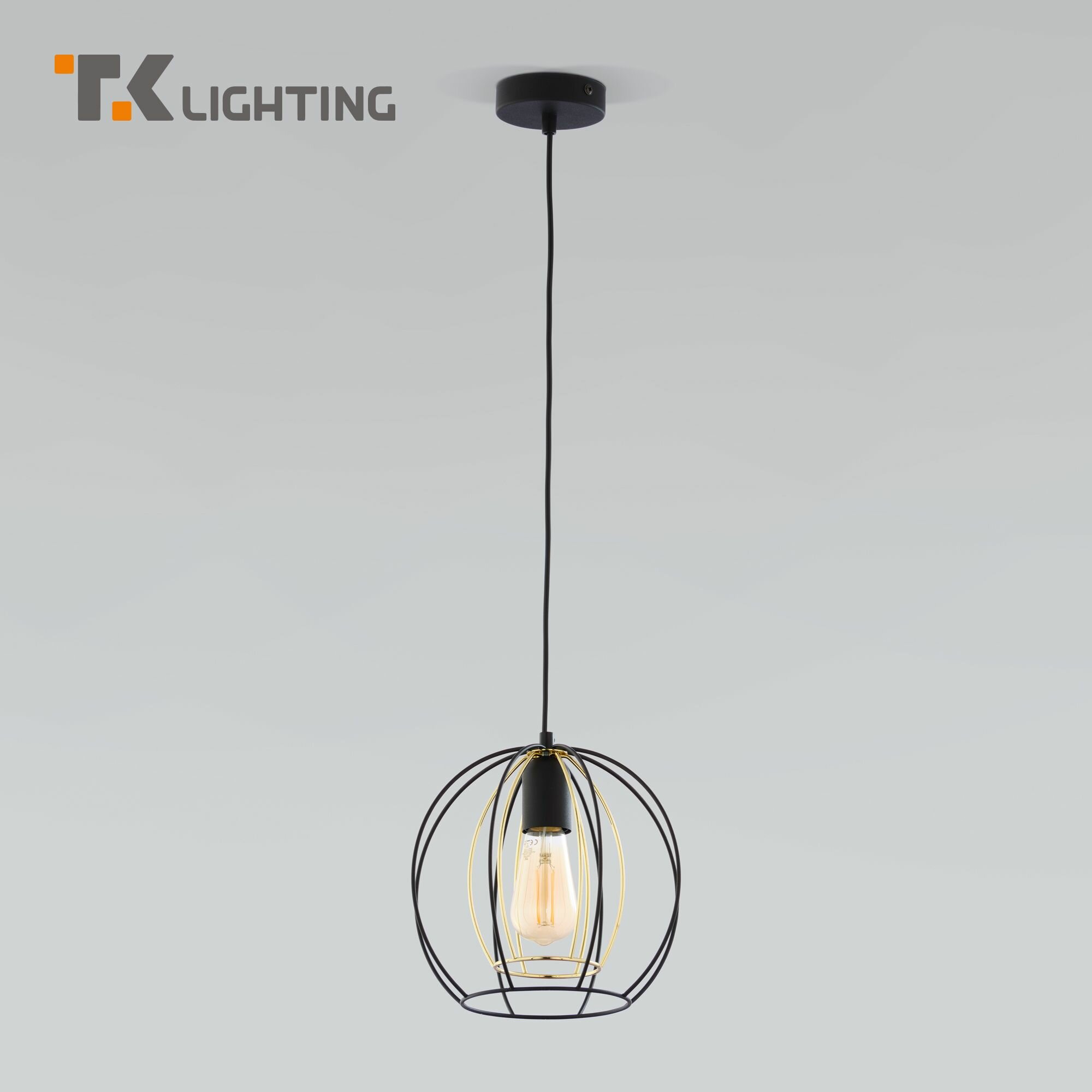 Подвесной светильник TK Lighting 6597 Jaula, цвет золото / черный