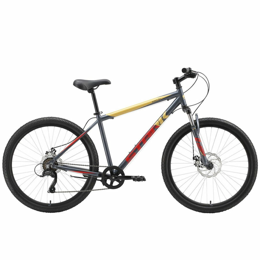 Велосипед взрослый горный Stark'23 Respect 26.1 D Microshift рама 20" серый красно-желтый