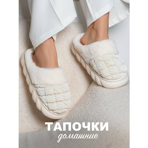 фото Тапочки glamuriki, размер 38-39, серебристый/белый