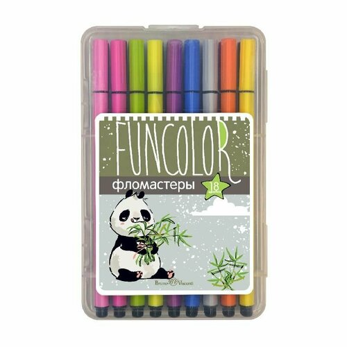 Фломастеры 18 цветов Funcolor, в пластиковом пенале фломастеры утолщенные funcolor jumbo 18 цв в пластиковом пенале 2 вида фломастер фломастеры