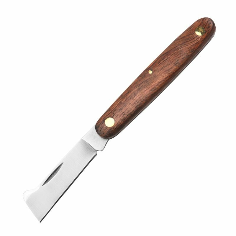 Складной садовый прививочный нож, длина лезвия 6 см, нержавеющая сталь, с деревянной ручкой, для прививки, обрезки растений.
