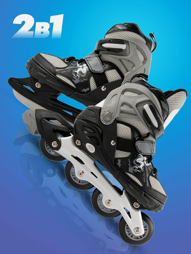 Изображение товара Роликовые коньки Saimaa Victory, раздвижные, 2в1, серые, 35-38 размер