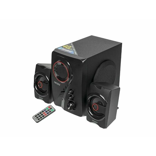 Колонки для компьютера 2.1 Ginzzu GM-406 40Вт, MDF, Bluetooth, USB/SD, FM-радио, ПДУ акустическая система ginzzu gm 913b