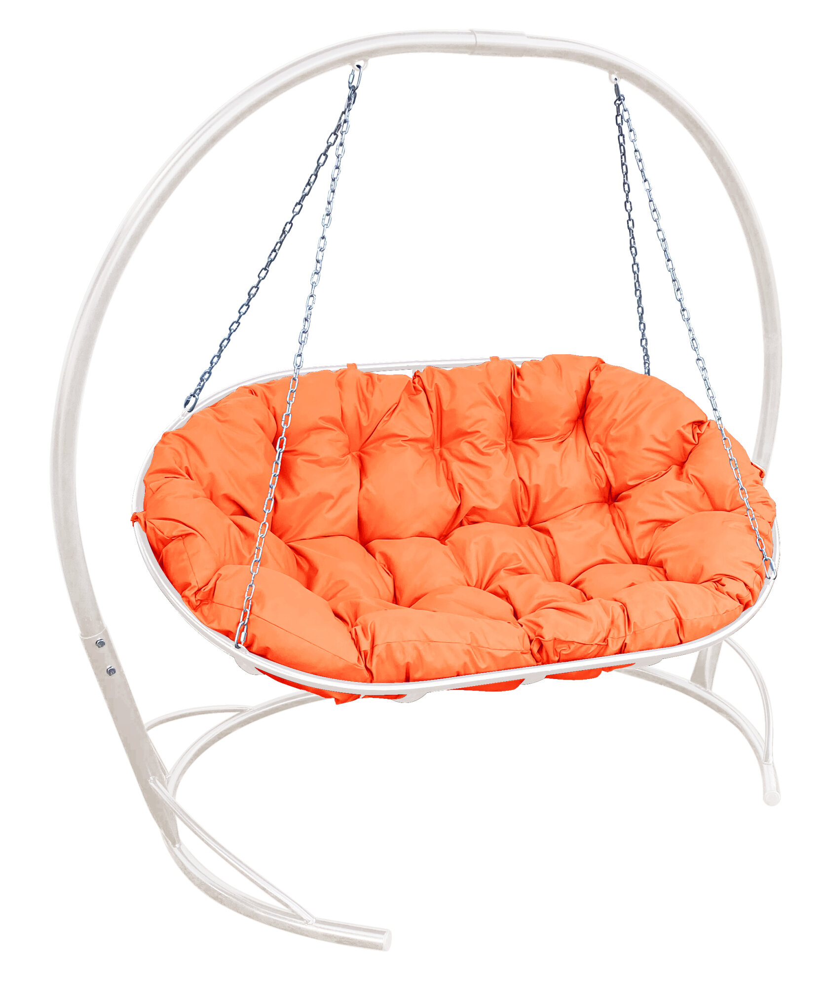 Подвесной диван M-group мамасан белый каркас оранжевая подушка
