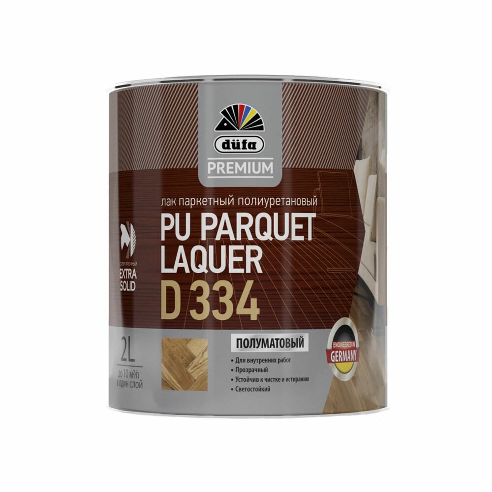 Лак Паркетный Dufa Premium PU Parquet Laquer D334 2л Полуматовый, Полиуретановый / Дюфа Д334.