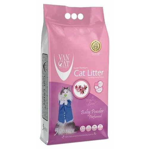 комкующийся наполнитель eko cat s medium 5кг [23208] VAN CAT BABY POWDER 5кг Наполнитель комкующийся для кошачьего туалета с ароматом детской присыпки (2 шт)