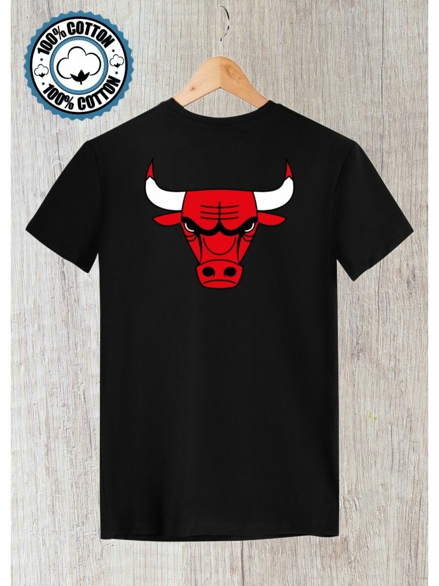 Футболка чикаго красный бык chicago bulls, размер XXL, черный