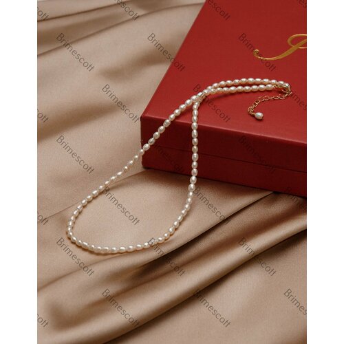 Колье, жемчуг пресноводный культивированный, золотой, белый