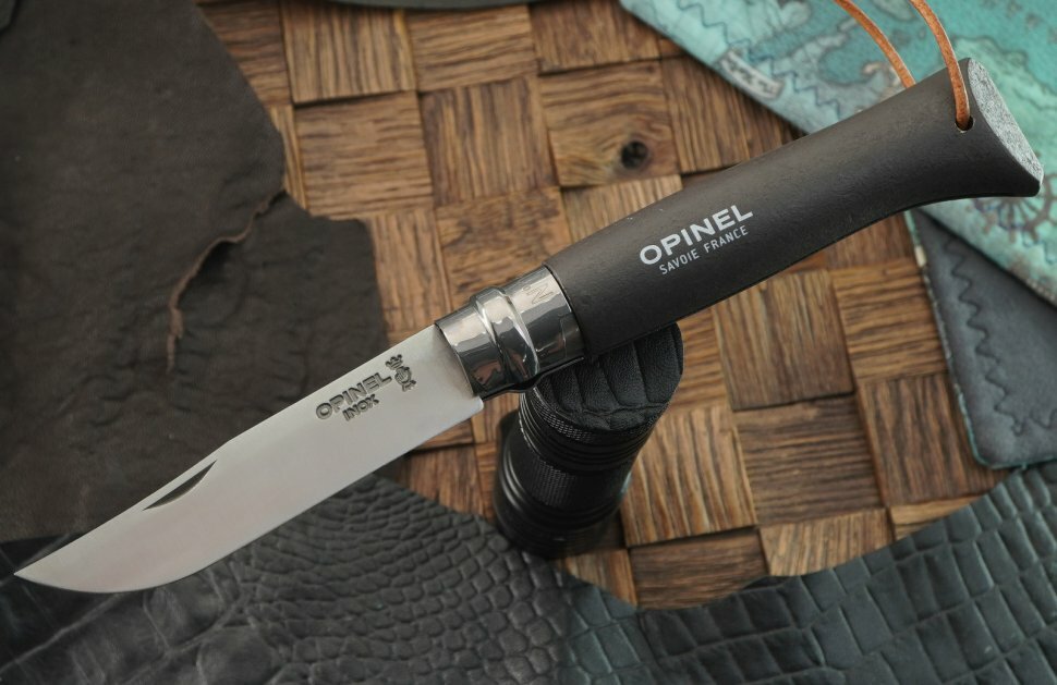 Нож Opinel №8 Trekking, нержавеющая сталь, чёрный