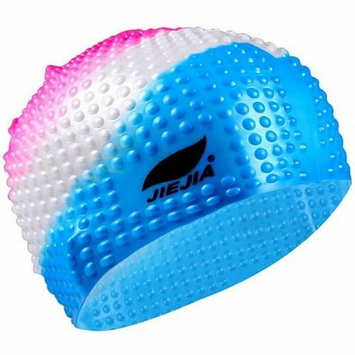 Шапочка для плавания JIEJIA силиконовая Bubble Cap голубойбелыйрозовый 1050₽