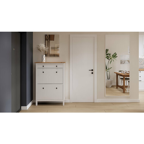 Обувница в прихожую Икеа Кымор 8912730 белый светло коричневый массив сосны 22140₽