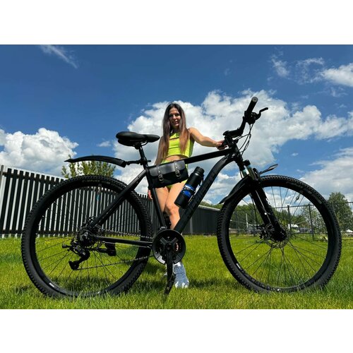 Взрослый горный велосипед RICHIESTO 29 с алюминиевой рамой 21 черный матовый модель 2024 25900₽